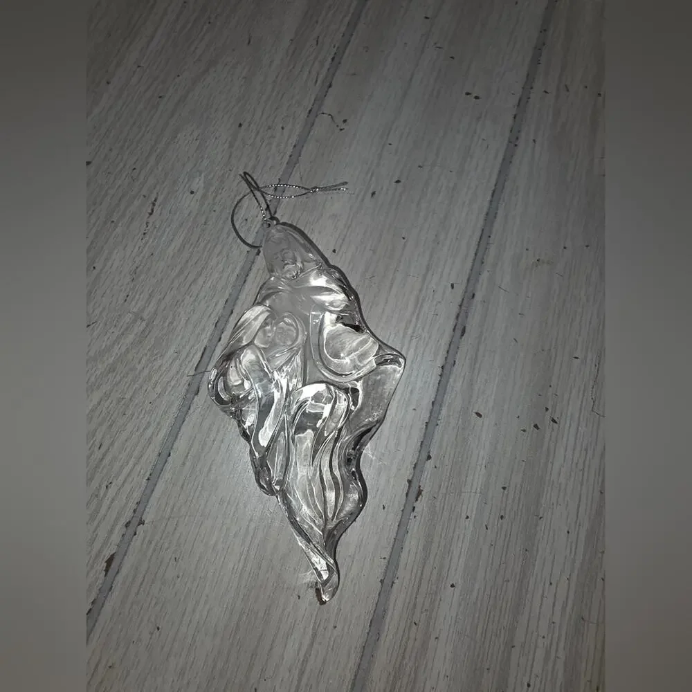 Vtg Mary Joseph Jesus Clear Ornament  Nativity Holiday Christmas Decor Religious